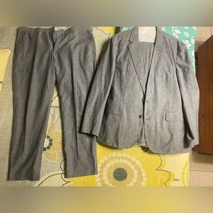 J Crew Ludlow 2 Piece Full Suit- Unstr. Linen Blend - Deep Water Blue - 44R / 38